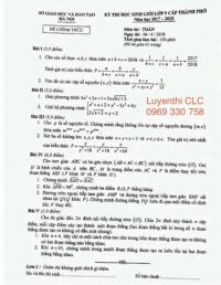 Đề thi HSG lớp 9 cấp thành phố môn Toán tại Hà Nội năm 2018