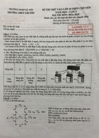 Đề thi thử vào lớp 10 THPT CHUYÊN môn Hóa Học lần 3 Trường THPT CHUYÊN Đại học Sư phạm Hà Nội năm 2022