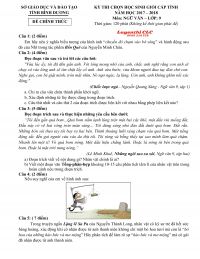 Đề thi chọn HSG cấp tỉnh môn Ngữ Văn 9 tỉnh Bình Dương năm 2017