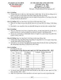 Đề thi chọn HSG môn Địa Lý lớp 12 THPT tỉnh Quảng Bình năm 2015