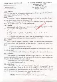 Đề thi HSG m&ocirc;n H&oacute;a Học lớp 9 - V&ograve;ng 1 huyện Chương Mỹ, H&agrave; Nội năm 2023