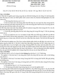 Đề thi chọn HSG môn Hóa Học lớp 9 tỉnh Nam Định năm 2021