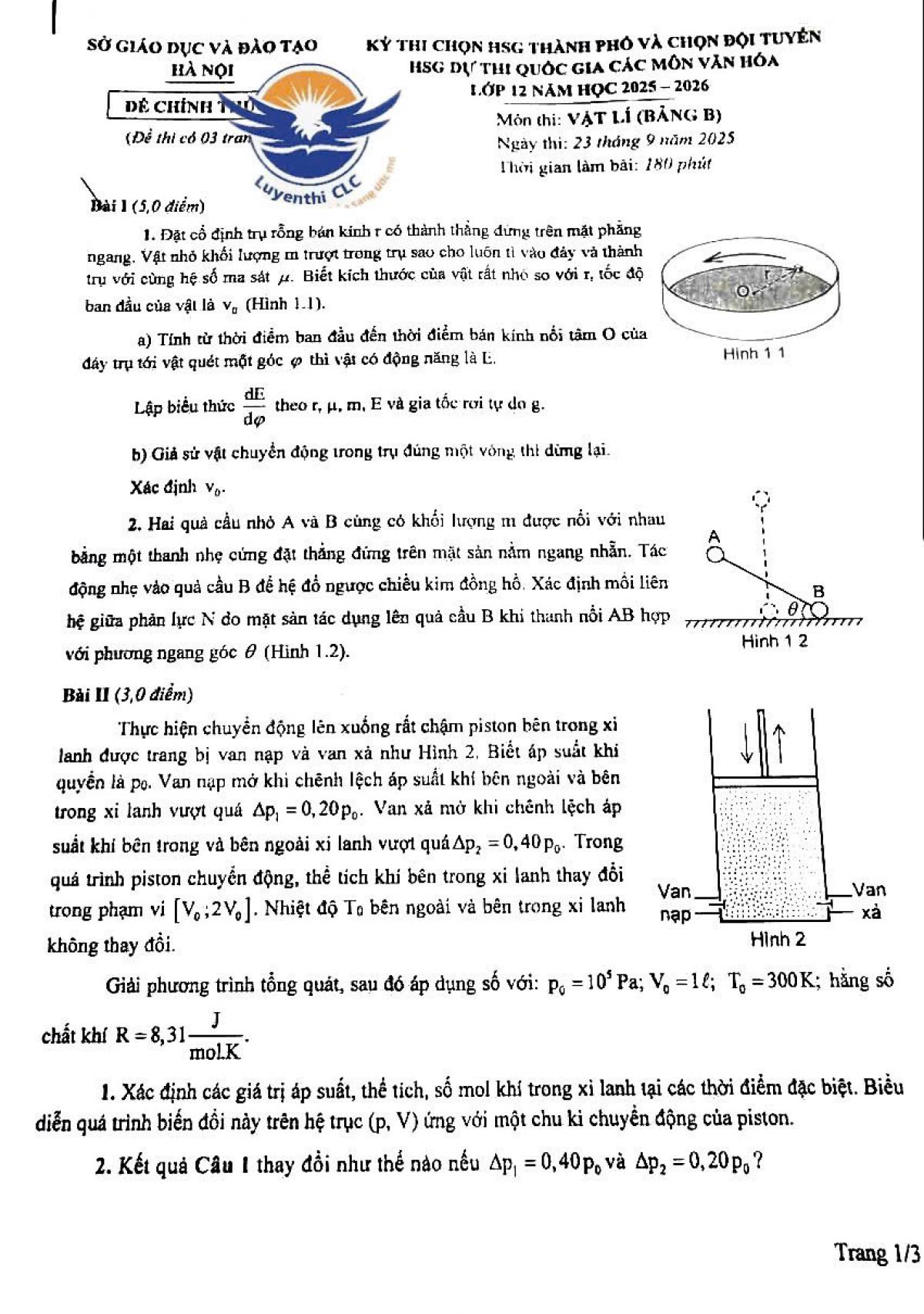 Đề thi chọn HSG th&agrave;nh phố v&agrave; chọn đội tuyển HSG thi Quốc gia m&ocirc;n văn h&oacute;a lớp 12