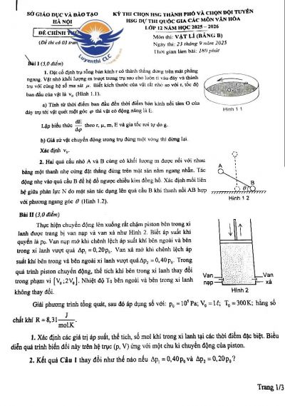 Đề thi chọn HSG thành phố và chọn đội tuyển HSG thi Quốc gia môn văn hóa lớp 12