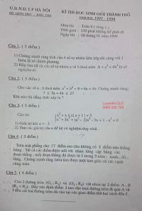 Đề thi HSG thành phố môn Toán 9 tại Hà Nội từ năm 1997 đến năm 2020