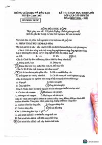 Đề thi chọn HSG m&ocirc;n H&oacute;a lớp 8 - Huyện Cao Lộc năm 2024-2025