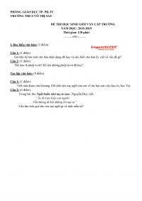 Đề thi HSG cấp trường v&agrave; đ&aacute;p &aacute;n m&ocirc;n Ngữ Văn Trường THCS V&otilde; Thị S&aacute;u, tỉnh B&agrave; Rịa - Vũng T&agrave;u năm 2018