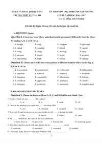 Đề thi chọn HSG môn Tiếng Anh lớp 12 Trường THPT Lý Thái Tổ tỉnh Bắc Ninh năm 2017