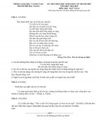 Đề thi chọn HSG môn Ngữ Văn lớp 8 tỉnh Bắc Giang năm 2018