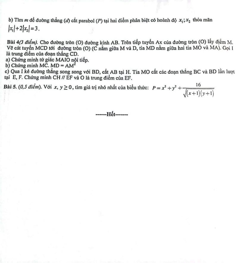Đề KSCL m&ocirc;n To&aacute;n lớp 9 Trường THCS H&ograve;a Nam, huyện Ứng H&ograve;a, H&agrave; Nội năm 2022