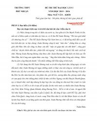 Đề thi thử đại học lần 1 và đáp án môn Ngữ Văn Trường THPT Phú Nhuận, TP Hồ Chí Minh năm 2015