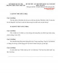 Đề thi thử THPT Quốc Gia môn Lịch Sử tỉnh Quảng Trị năm 2015