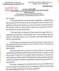 Đề thi m&ocirc;n NGỮ VĂN (đề chuy&ecirc;n) - tuyển sinh v&agrave;o lớp 10 THPT chuy&ecirc;n ĐHSP H&agrave; Nội năm 2020 (thi chiều ng&agrave;y 15/7/2020)