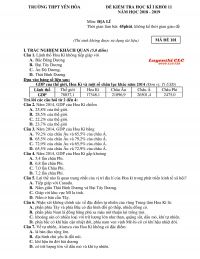 Đề kiểm tra học k&igrave; I khối 11 m&ocirc;n Địa L&iacute; Trường THPT Y&ecirc;n H&ograve;a, H&agrave; Nội năm 2018