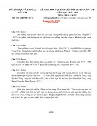 Đề thi chọn HSG cấp tỉnh môn Lịch Sử lớp 12 THPT tỉnh Bến Tre năm 2013