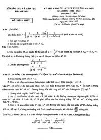 Đề thi tuyển sinh vào lớp 10 THPT CHUYÊN Lam Sơn tỉnh Thanh Hóa năm 2022