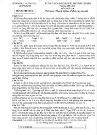 Đề thi tuyển sinh v&agrave;o lớp 10 THPT CHUY&Ecirc;N m&ocirc;n H&oacute;a Học tỉnh Quảng Nam năm 2010