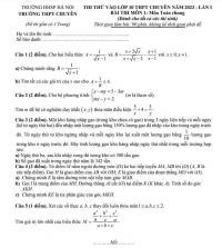Đề thi thử v&agrave;o lớp 10 THPT CHUY&Ecirc;N m&ocirc;n To&aacute;n Trường THPT CHUY&Ecirc;N Đại học Sư phạm H&agrave; Nội - lần 1 năm 2023