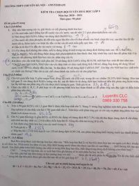 Đề kiểm tra chọn đội tuyển HSG môn Hóa Học lớp 9 Trường THPT CHUYÊN Hà Nội - Amsterdam năm 2020