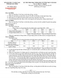 Đề thi chọn HSG m&ocirc;n Địa L&iacute; THCS Bảng B tỉnh Quảng Ninh năm 2021