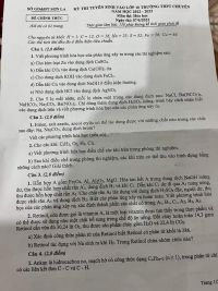 Đề thi tuyển sinh v&agrave;o lớp 10 m&ocirc;n H&oacute;a Học Trường THPT CHUY&Ecirc;N tỉnh Sơn La năm 2022