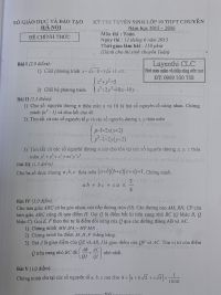 Đề thi tuyển sinh v&agrave;o lớp 10 THPT CHUY&Ecirc;N m&ocirc;n To&aacute;n tại H&agrave; Nội năm 2015