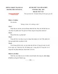 Đề thi thử vào lớp 10 THPT môn Ngữ Văn Trường THCS Mỹ Hưng huyện Thanh Oai, Hà Nội năm 2016