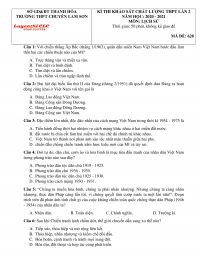 Đề thi khảo sát chất lượng THPT lần 2 môn Lịch Sử Trường THPT CHUYÊN Lam Sơn, tỉnh Thanh Hóa năm 2020