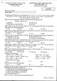 Đề kiểm tra chất lượng đầu năm học và đáp án môn Hóa Học lớp 11 Trường THPT Hàn Thuyên tỉnh Bắc Ninh
