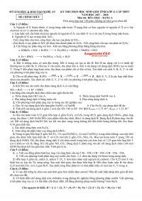 Đề thi chọn HSG môn Hóa Học lớp 11 THPT tỉnh Nghệ An Bảng A năm 2018