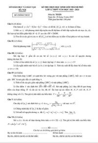 Đề thi chọn HSG v&agrave; đ&aacute;p &aacute;n m&ocirc;n To&aacute;n lớp 12 tại H&agrave; Nội năm 2023