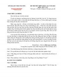 Đề thi thử THPT Quốc Gia môn Ngữ Văn tỉnh Thái Nguyên năm 2021