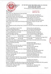 ĐỀ THI MINH HỌA THPTQG 2020 MÔN SỬ - BỘ GIÁO DỤC VÀ ĐÀO TẠO NĂM 2020