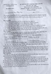 Đề thi vào lớp 10 môn Hóa Học Trường THPT CHUYÊN tỉnh Tuyên Quang năm 2022