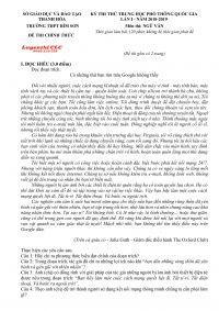 Đề thi thử THPT Quốc Gia lần 1 môn Ngữ Văn Trường THPT Bỉm Sơn tỉnh Thanh Hóa năm 2018