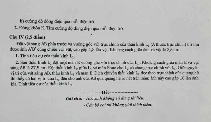Đề thi thử vào lớp 10 môn Vật Lí lần 3 Trường THPT CHUYÊN ĐHSP Hà Nội năm 2023