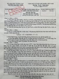 Đề thi tuyển sinh vào lớp 10 THPT CHUYÊN và đáp án môn Hóa Học tại Vinh năm 2010