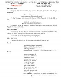 Đề thi chọn đội tuyển HSG môn Ngữ Văn lớp 9 huyện Lương Tài tỉnh Bắc Ninh năm 2019