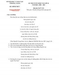 Đề thi tuyển sinh vào lớp 10 môn Ngữ Văn tỉnh Bắc Giang năm 2020