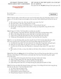 Đề tập huấn thi THPT Quốc Gia môn Lịch Sử tỉnh Bắc Ninh năm 2017