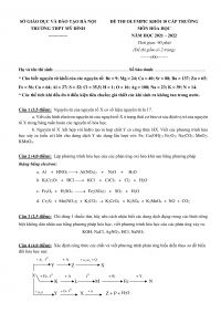 Đề thi Olymopic v&agrave; đ&aacute;p &aacute;n m&ocirc;n H&oacute;a Học khối 10 Trường THPT Mỹ Đ&igrave;nh, H&agrave; Nội năm 2022