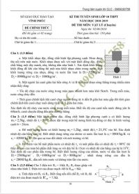 Đề thi và đáp án môn Lý - tuyển sinh vào lớp 10 THPT chuyên Vĩnh Phúc năm 2018 - 2019