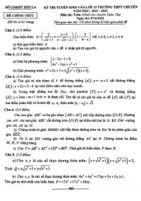 Đề thi tuyển sinh vào lớp 10 THPT CHUYÊN môn Toán tỉnh Sơn La năm 2022