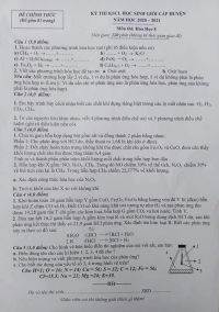 Đề thi khảo s&aacute;t chất lượng HSG m&ocirc;n H&oacute;a Học lớp 8 năm 2021