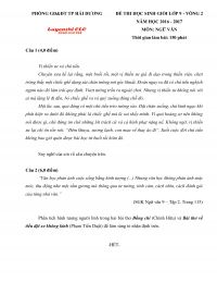 Đề thi HSG m&ocirc;n Ngữ Văn lớp 9 - V&ograve;ng 2 tỉnh Hải Dương năm 2016