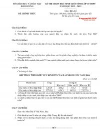Đề thi chọn HSG cấp tỉnh môn Địa Lí lớp 10 THPT tỉnh Hải Dương năm 2013
