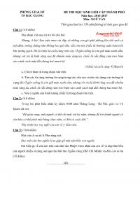 Đề thi HSG cấp thành phố và đáp án môn Ngữ Văn tỉnh Bắc Giang năm 2016