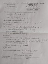 Đề khảo s&aacute;t chất lượng giữa học k&igrave; I m&ocirc;n To&aacute;n lớp 9 quận H&agrave; Đ&ocirc;ng năm 2020