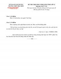 Đề thi chọn HSG tỉnh lớp 12 và đáp án môn Ngữ Văn tỉnh Hải Dương năm 2015