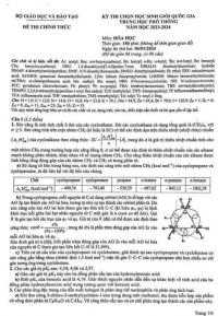 Đề thi chọn HSG quốc gia THPT môn Hóa Học ngày 6/1/2024